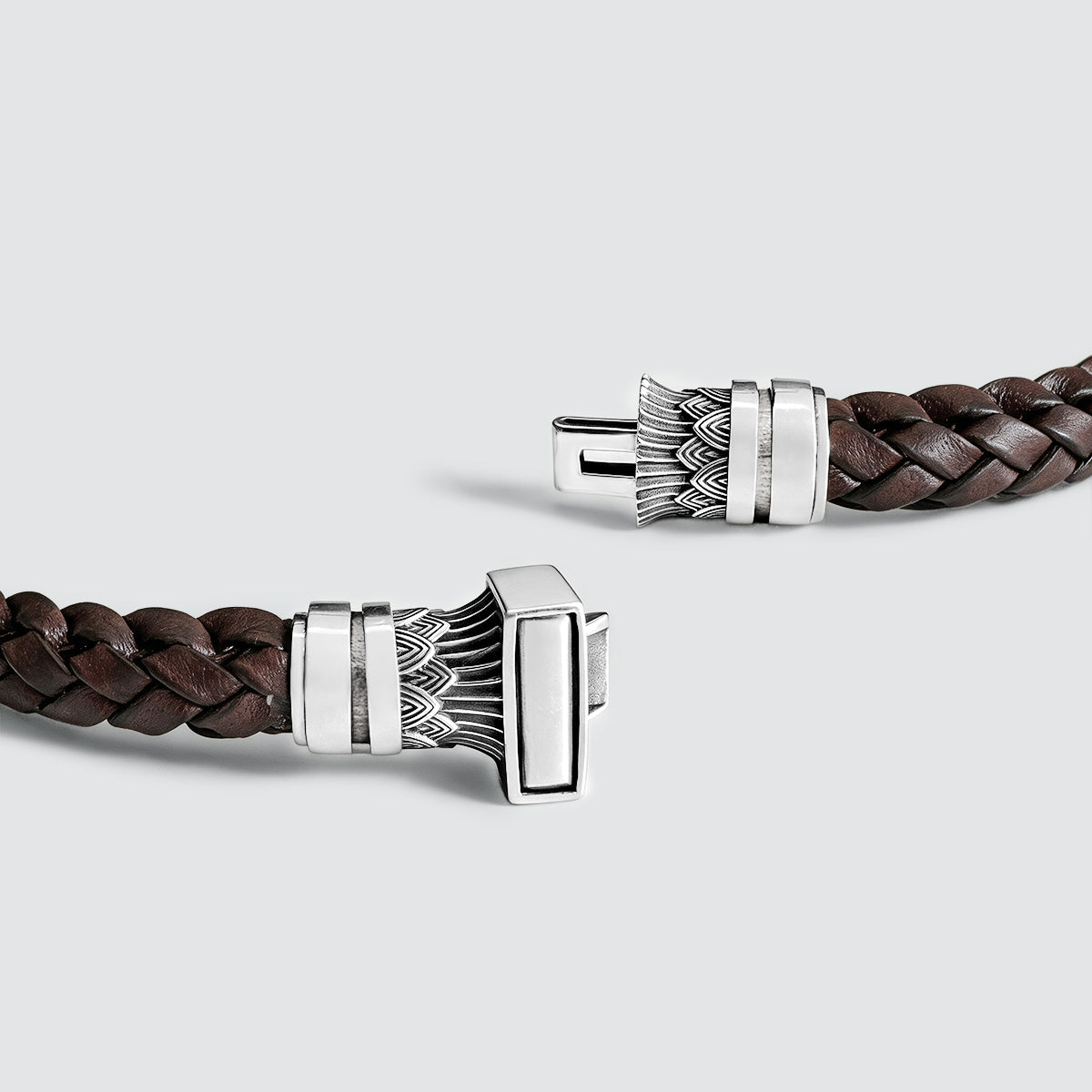 Muris - Genuine Dark Brown Leather Bracelet with Sterling Silver 8mm