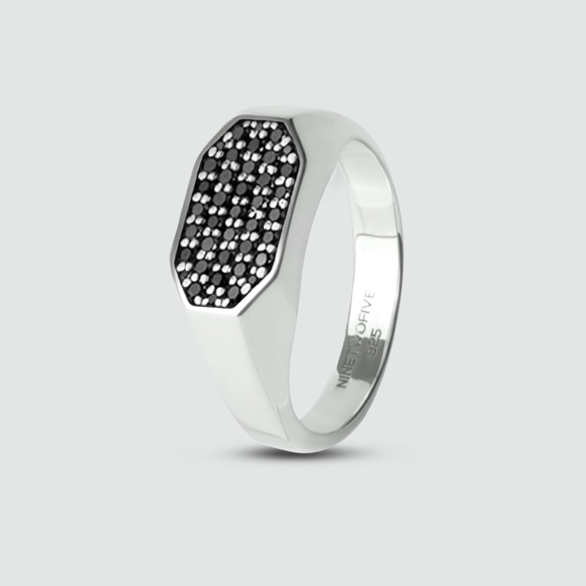 Azhar - Black Diamond Signet Ring 7mm