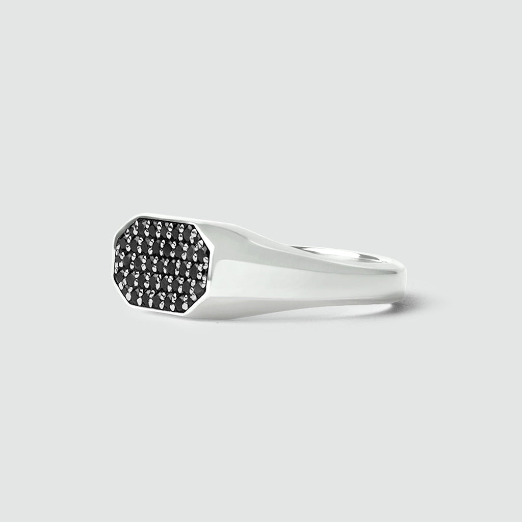 Azhar - Black Diamond Signet Ring 7mm