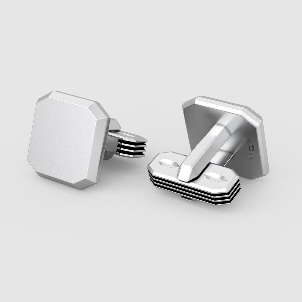 Hayel - Matt Finish Silver Cufflinks 15mm