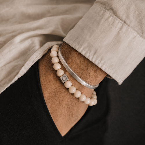 Albij - Beige Beaded Bracelet 8mm