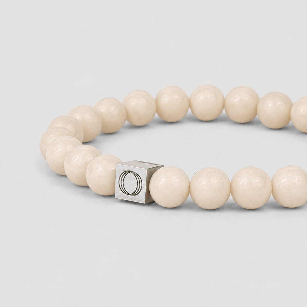 Albij - Beige Beaded Bracelet 8mm