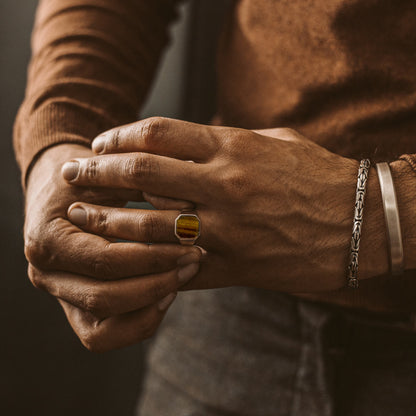 Alem - Tiger Eye Stone Signet Ring 13mm