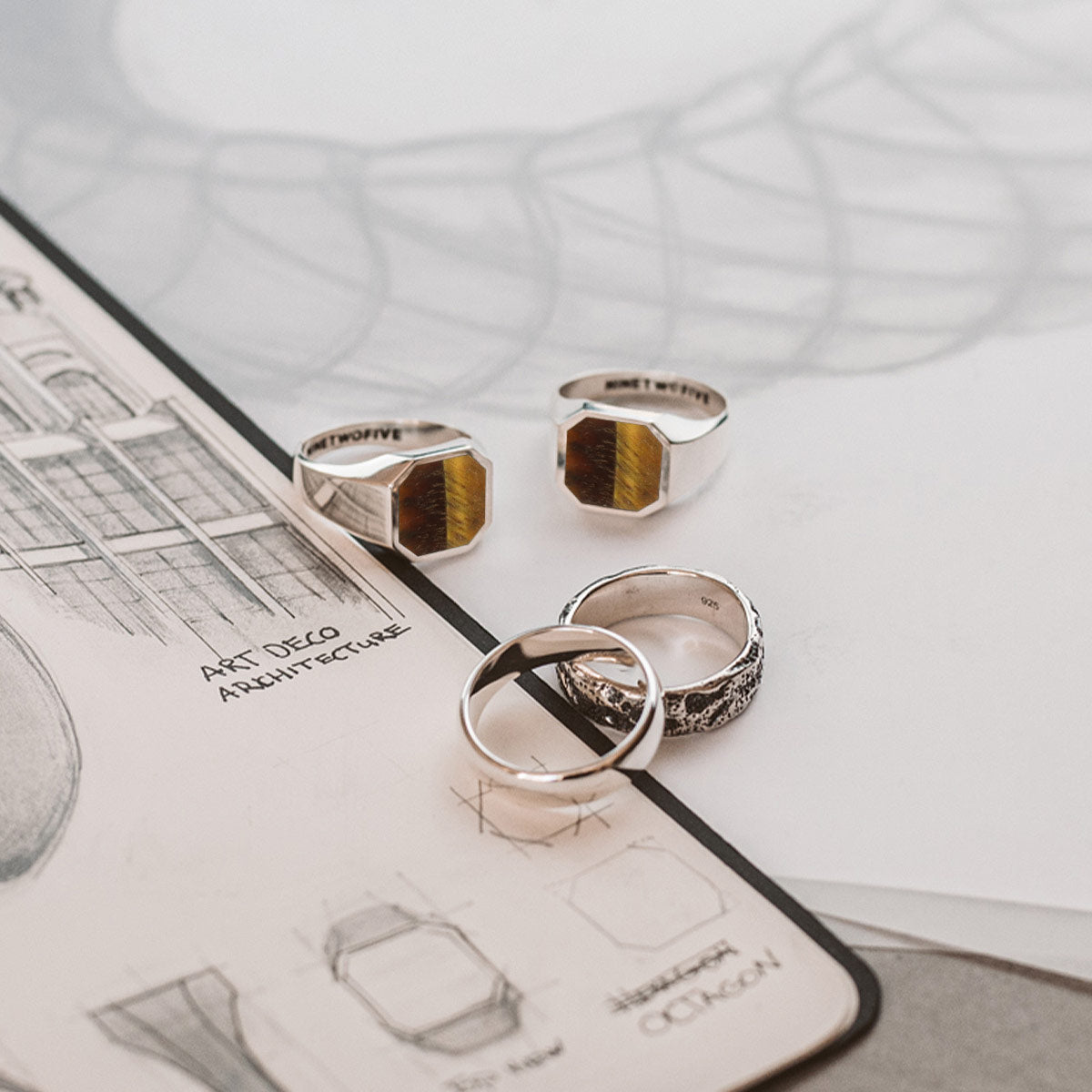 Alem - Tiger Eye Stone Signet Ring 13mm