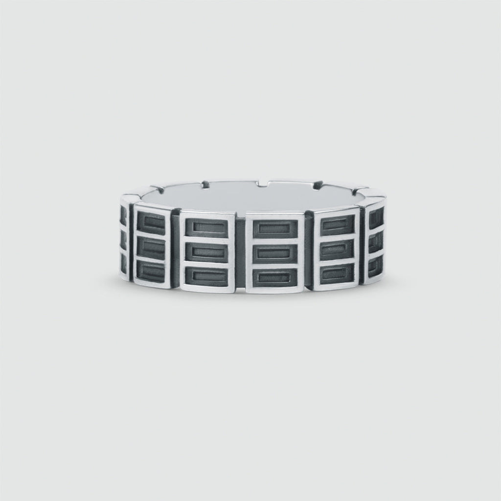 Ayman - Oxidised Sterling Silver Ring 7mm