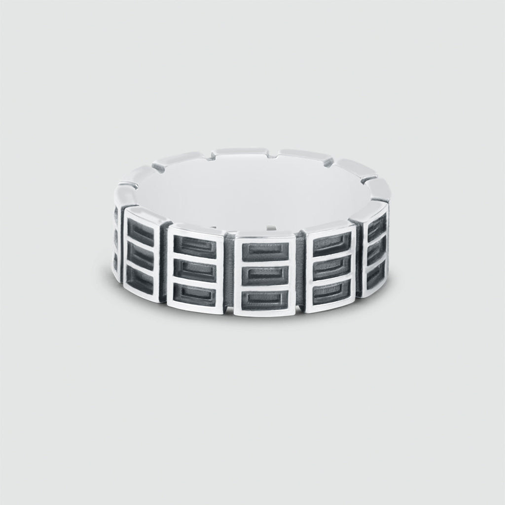 Ayman - Oxidised Sterling Silver Ring 7mm