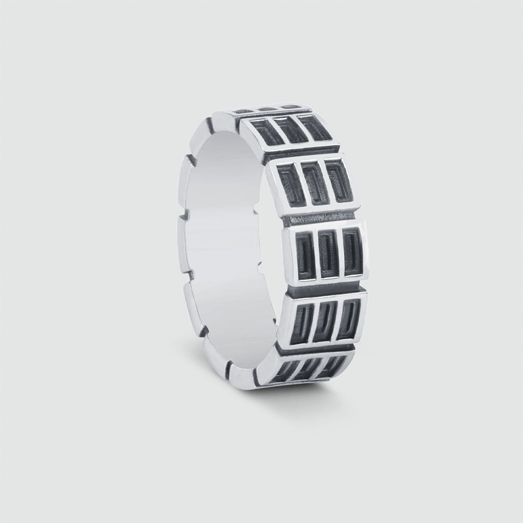 Ayman - Oxidised Sterling Silver Ring 7mm