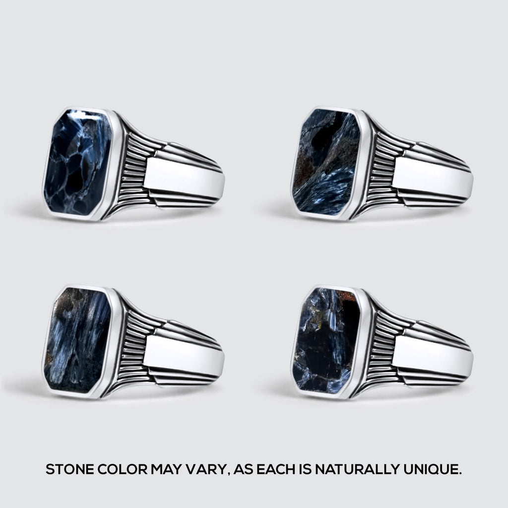 Bariq - Blue Pietersite Signet Ring 17mm