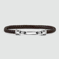 Rasiq - Braided Dark Brown Leather Bracelet with Sterling Silver 5.5mm