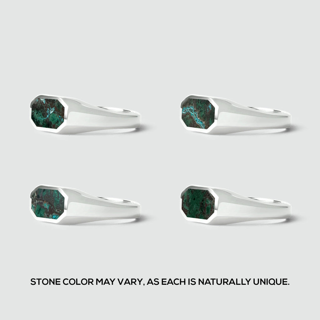 Zariq - Elegant Chrysocolla Stone Signet Ring 7mm