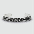 Danyal - Oxidised Sterling Silver Bangle Bracelet 9mm