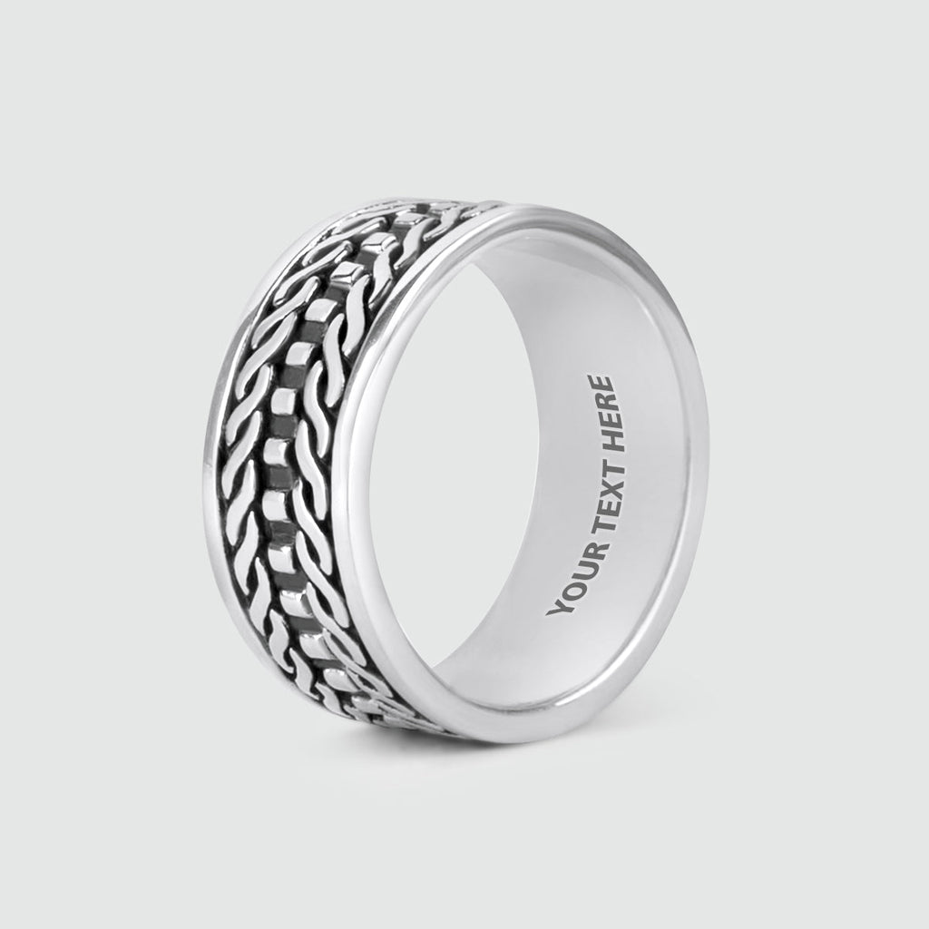 Fariq - Oxidised Sterling Silver Ring 10mm