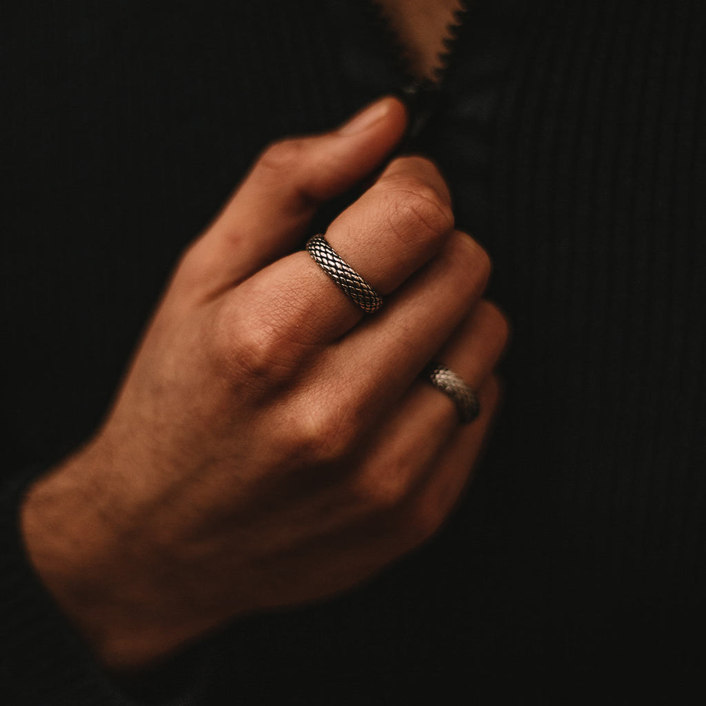 Ferran - Oxidised Sterling Silver Ring 6mm