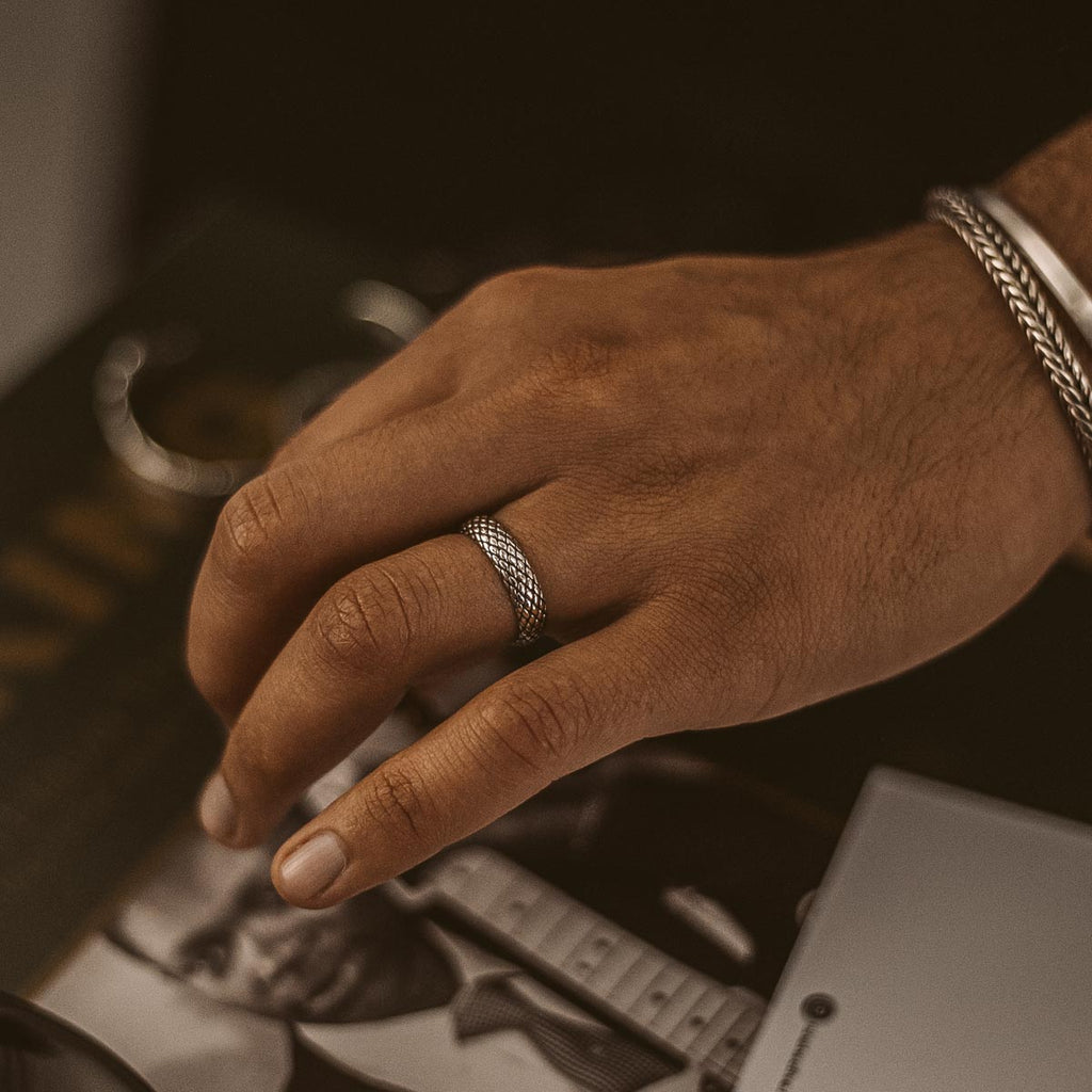 Ferran - Oxidised Sterling Silver Ring 6mm