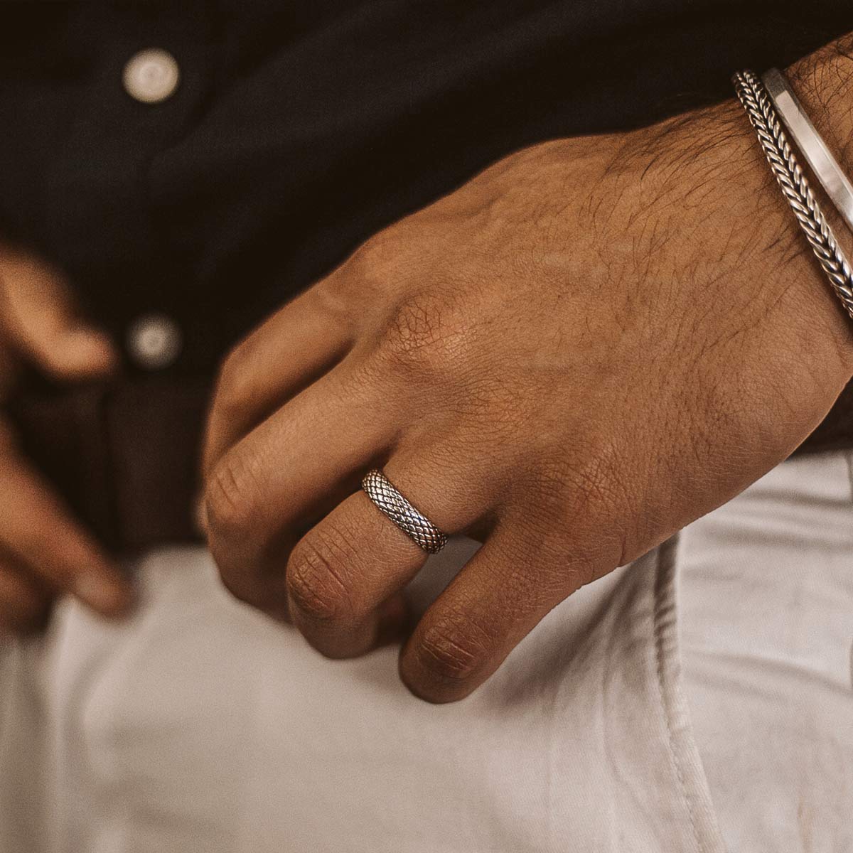 Ferran - Oxidised Sterling Silver Ring 6mm