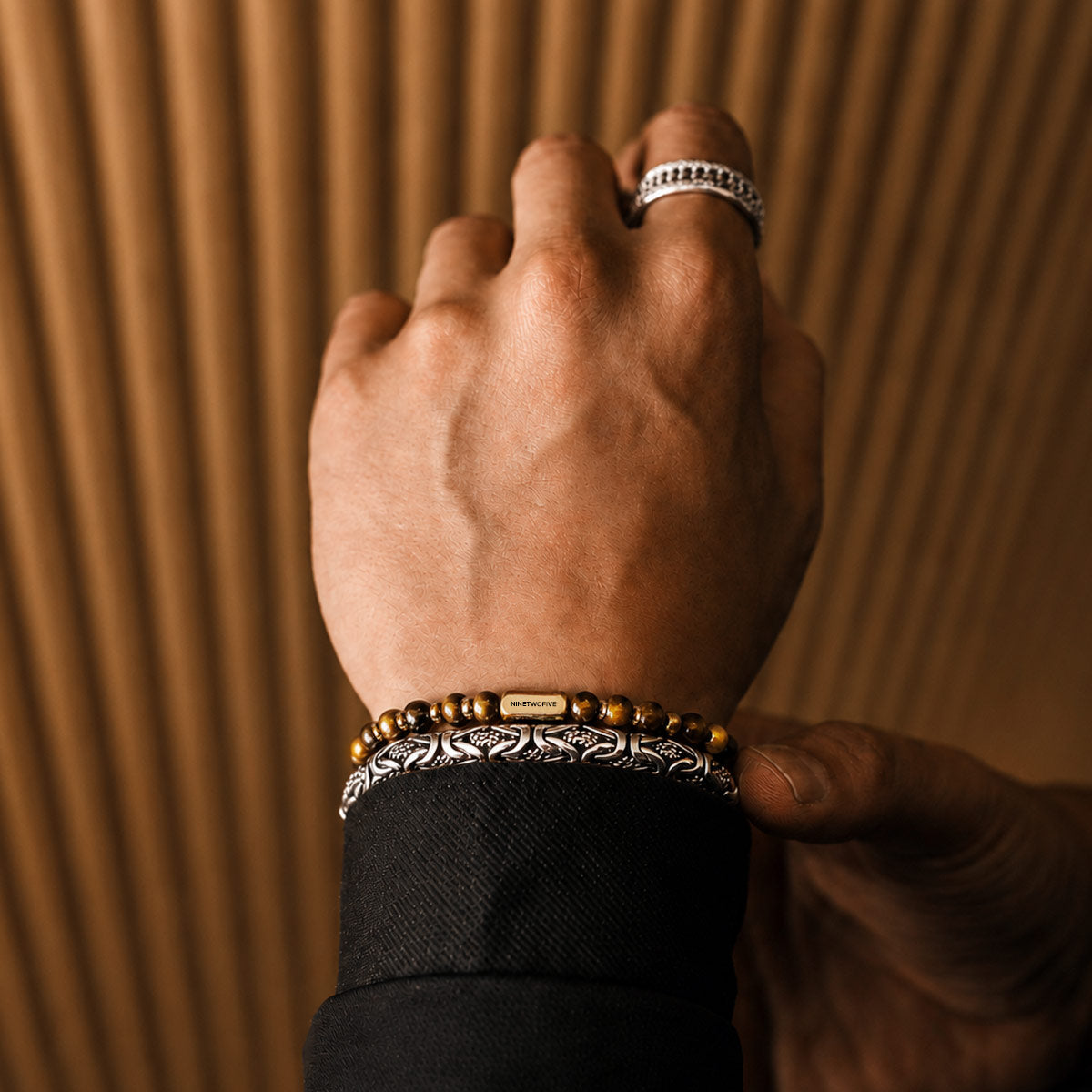 Zain - Tiger Eye Gold Beaded Bracelet 6mm