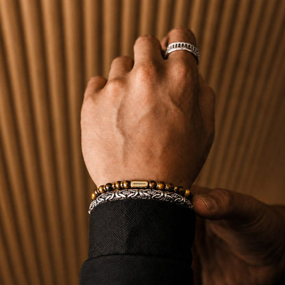 Zain - Tiger Eye Gold Beaded Bracelet 6mm