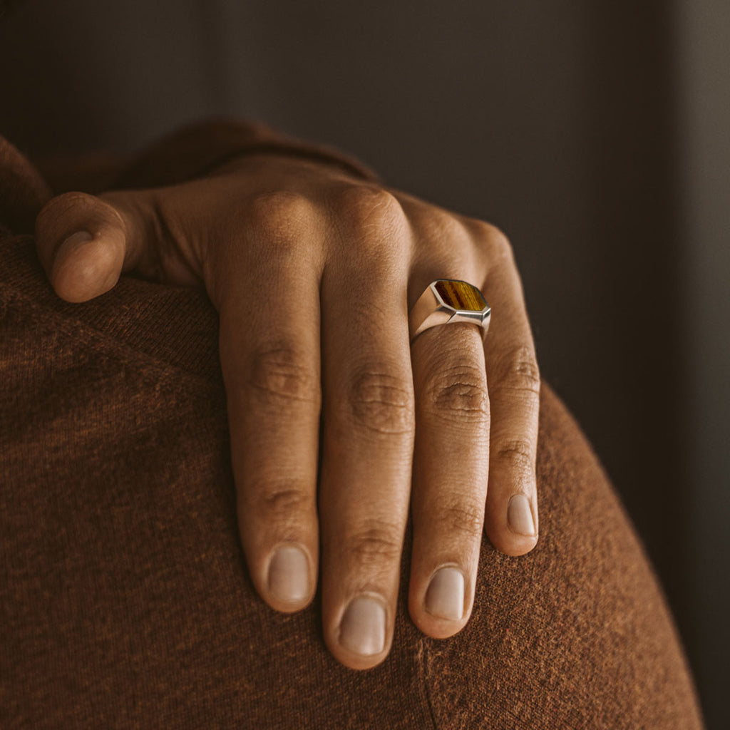 Alem - Tiger Eye Stone Signet Ring 13mm