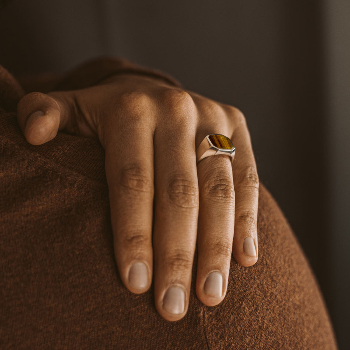 Alem - Tiger Eye Stone Signet Ring 13mm