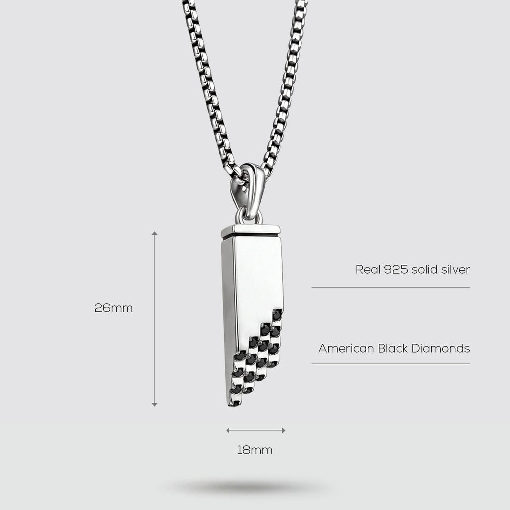 Muqarnas – Black Diamonds Silver Pendant