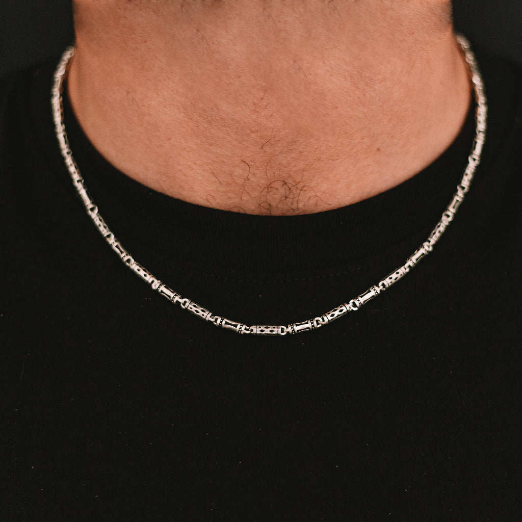 Kadeem - Sterling Silver Ornaments Chain Necklace 3.5mm