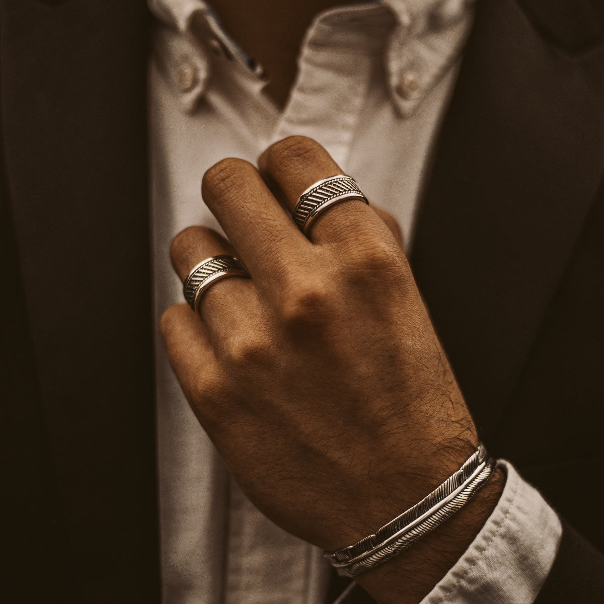 Kaliq - Oxidised Sterling Silver Ring 10mm