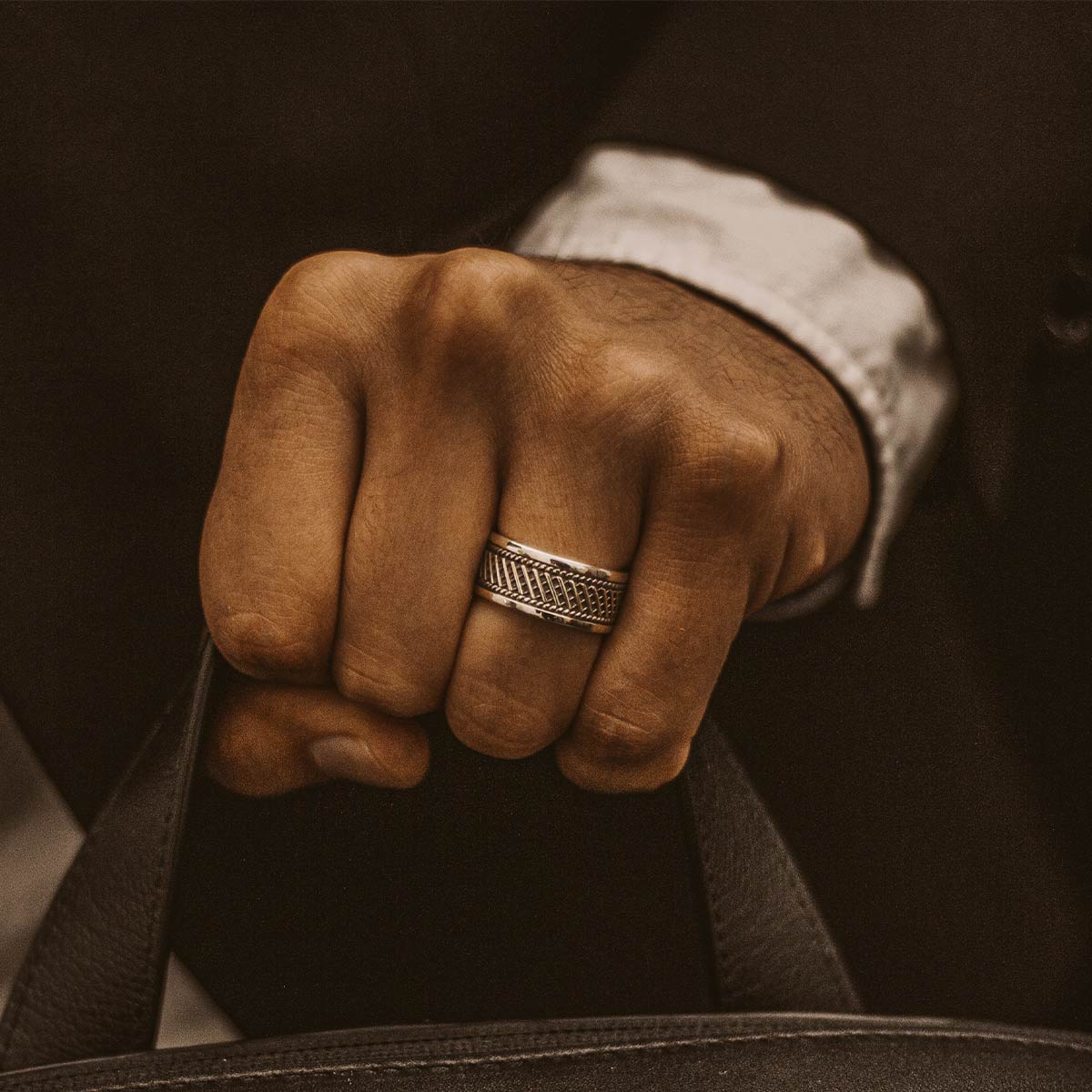 Kaliq - Oxidised Sterling Silver Ring 10mm