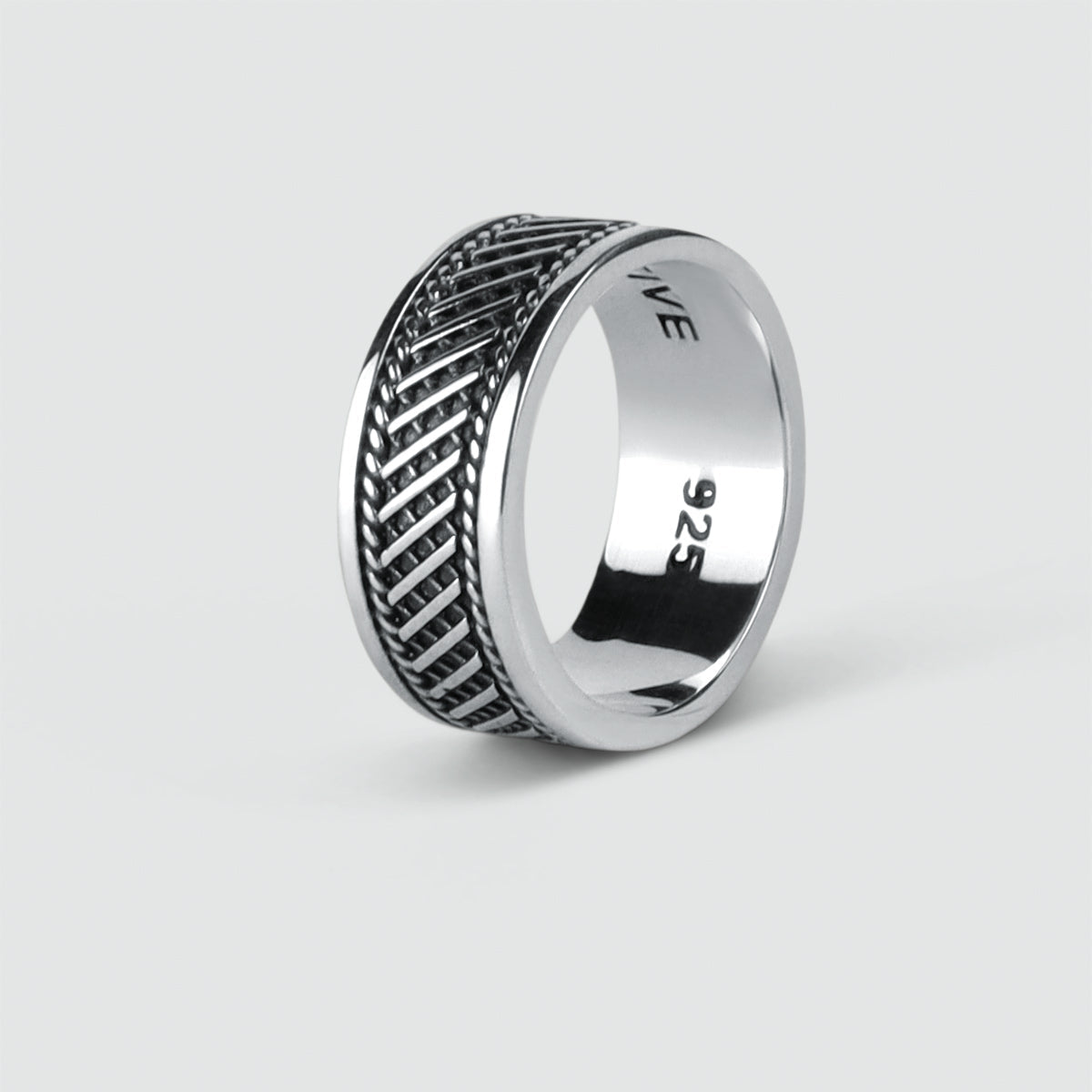 Kaliq - Oxidised Sterling Silver Ring 10mm