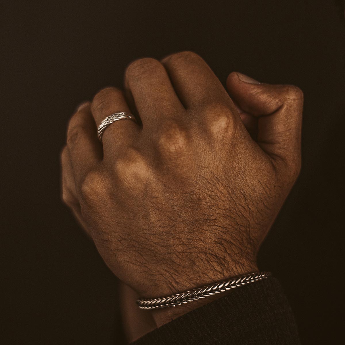 Latif - Thin Sterling Silver Braided Ring 5mm