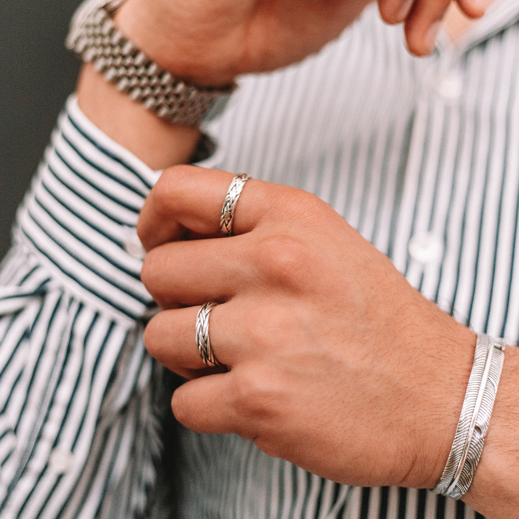 Latif - Thin Sterling Silver Braided Ring 5mm