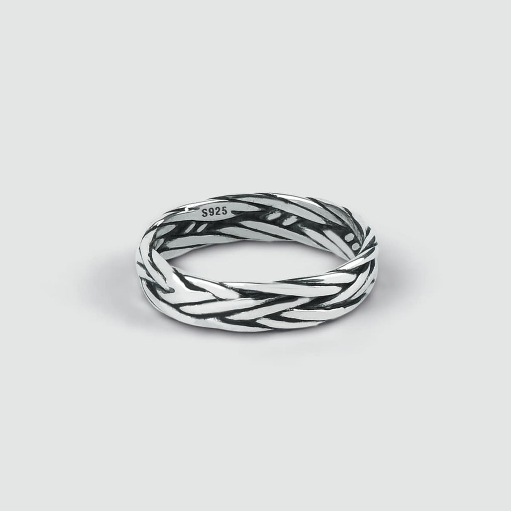 Latif - Thin Sterling Silver Braided Ring 5mm