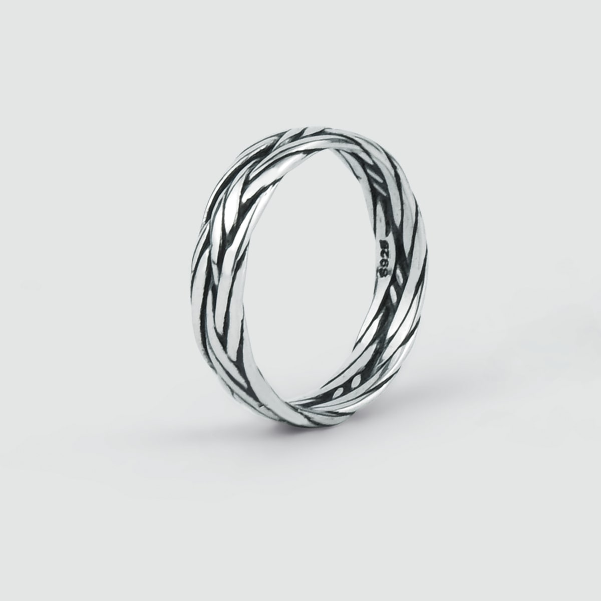 Latif - Thin Sterling Silver Braided Ring 5mm