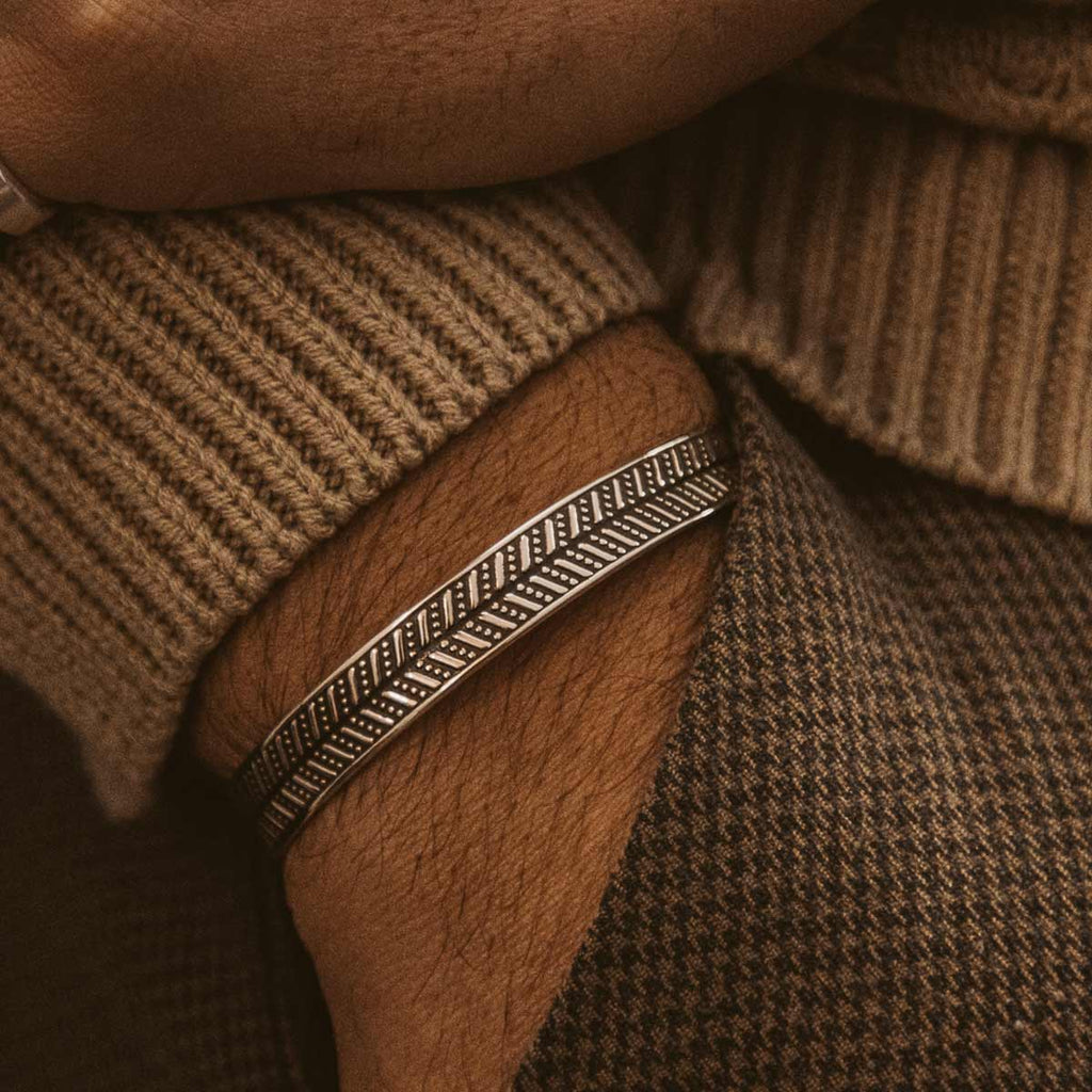 Danyal - Oxidised Sterling Silver Bangle Bracelet 9mm