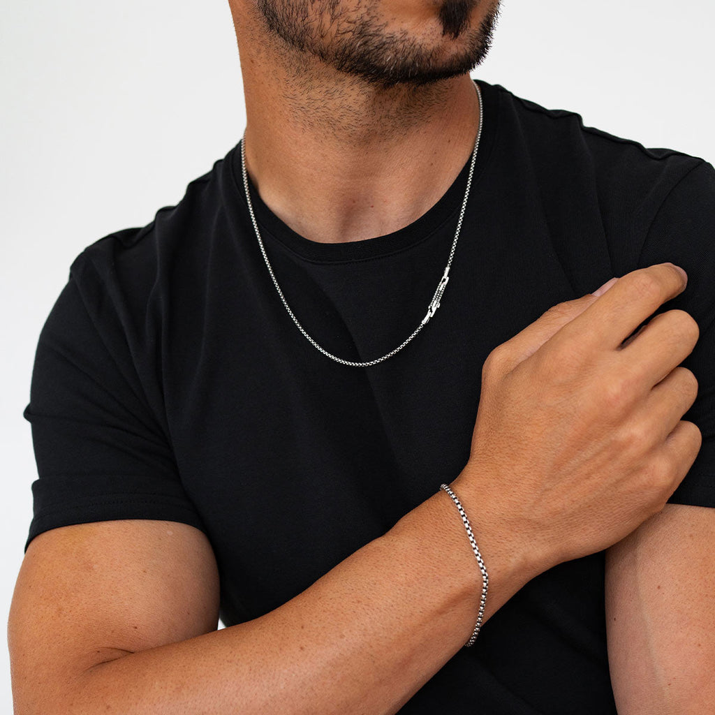 Kamal - Sterling Silver Venetian Box Chain Necklace 2mm