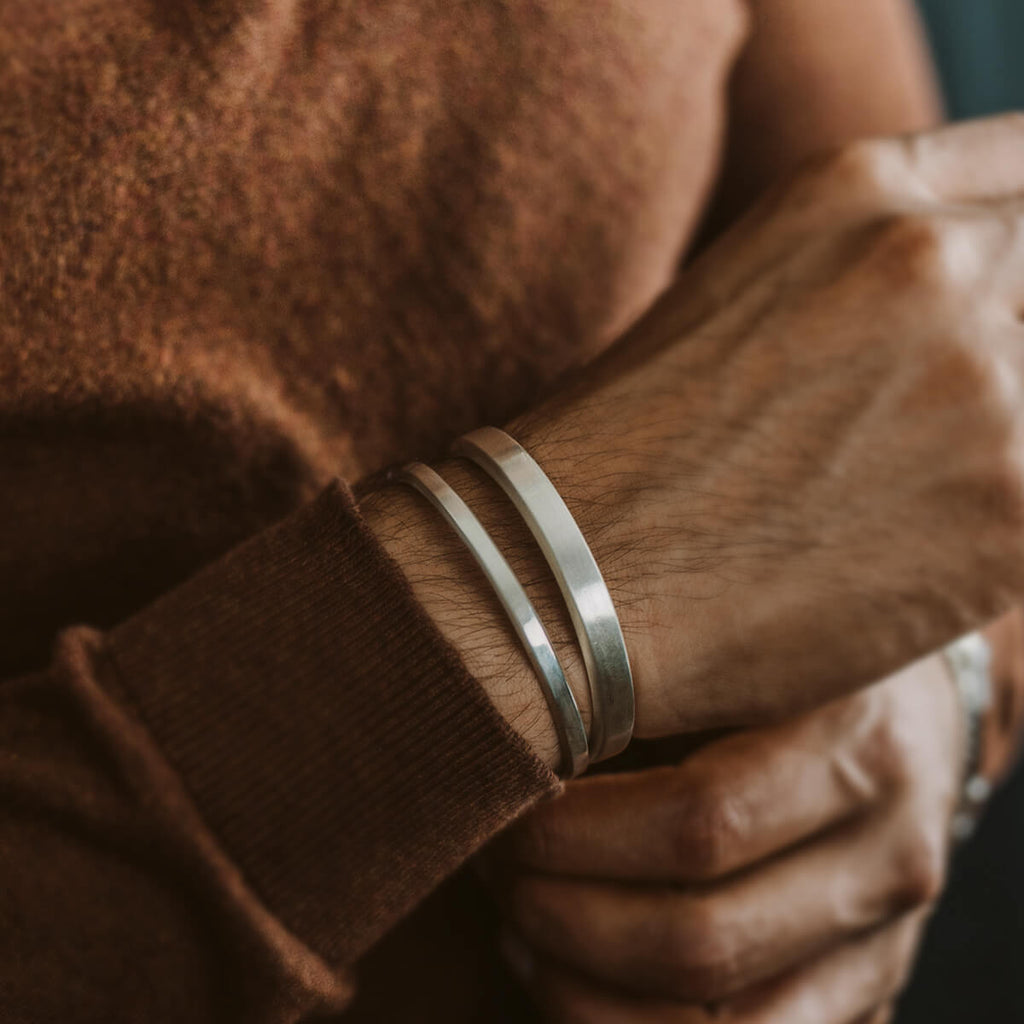Noor - Brushed Silver Bangle Bracelet 5mm