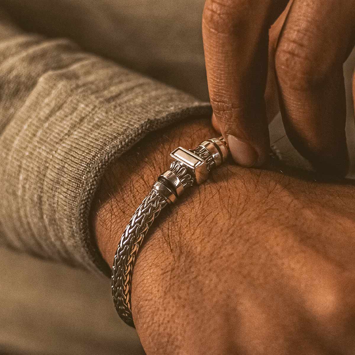 Mirza - Sterling Silver Braided Bracelet 7mm