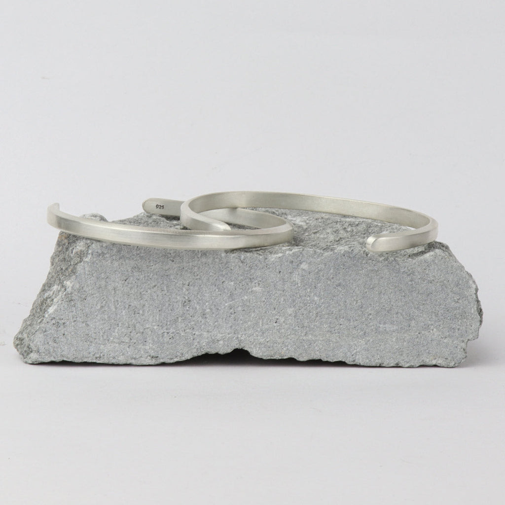 Noor - Brushed Silver Bangle Bracelet 5mm