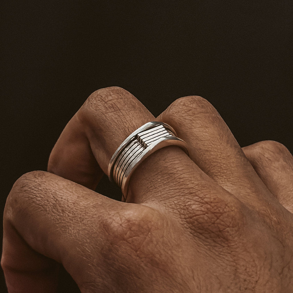 Yanel - Oxidised Sterling Silver Ring 10mm
