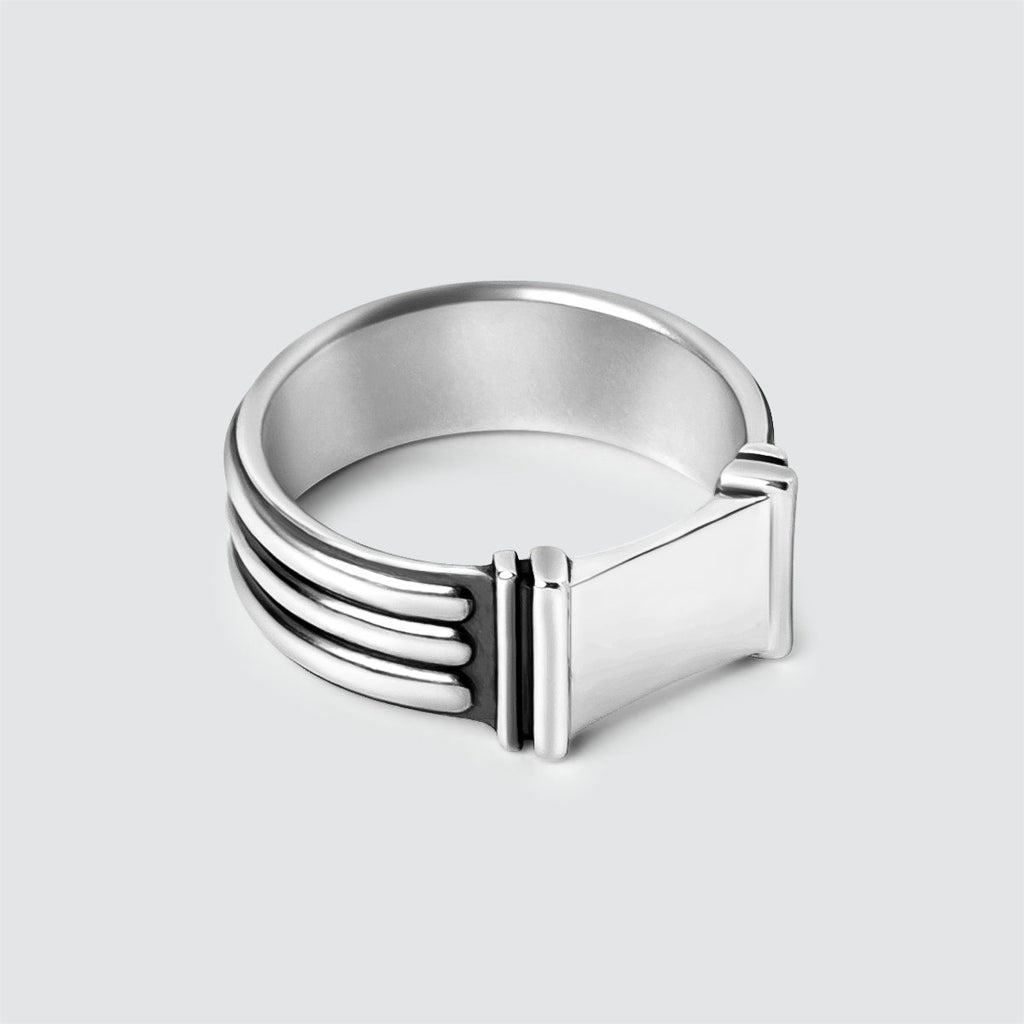 Imad - Sterling Silver Pillar Signet Ring 8mm