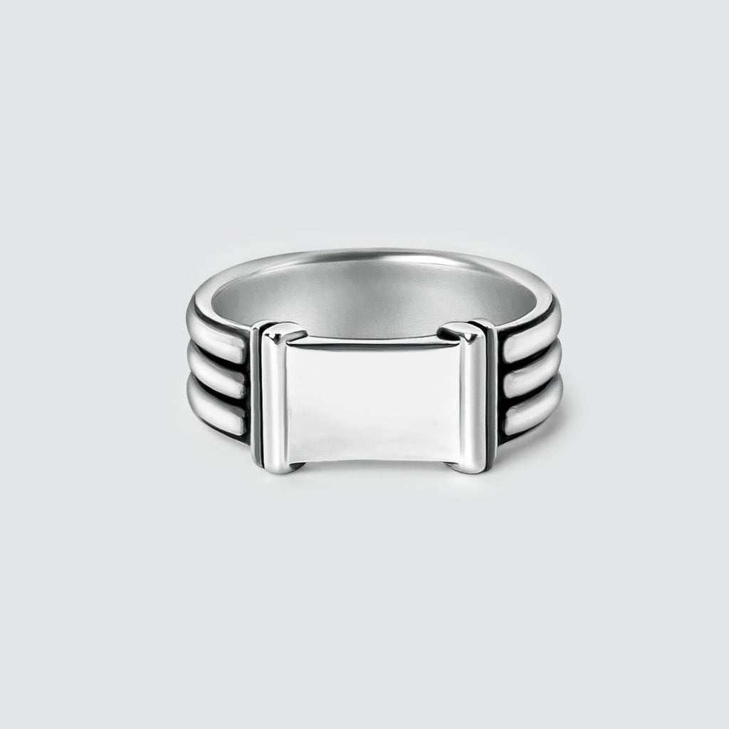 Imad - Sterling Silver Pillar Signet Ring 8mm