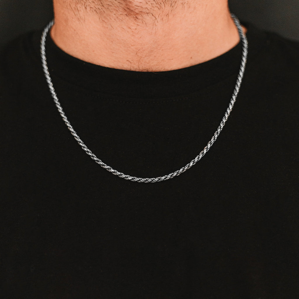 Munir - Sterling Silver Rope Chain Necklace 3mm