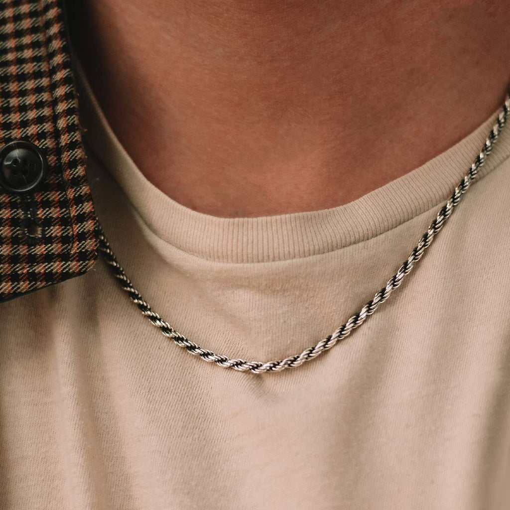 Munir - Sterling Silver Rope Chain Necklace 3mm