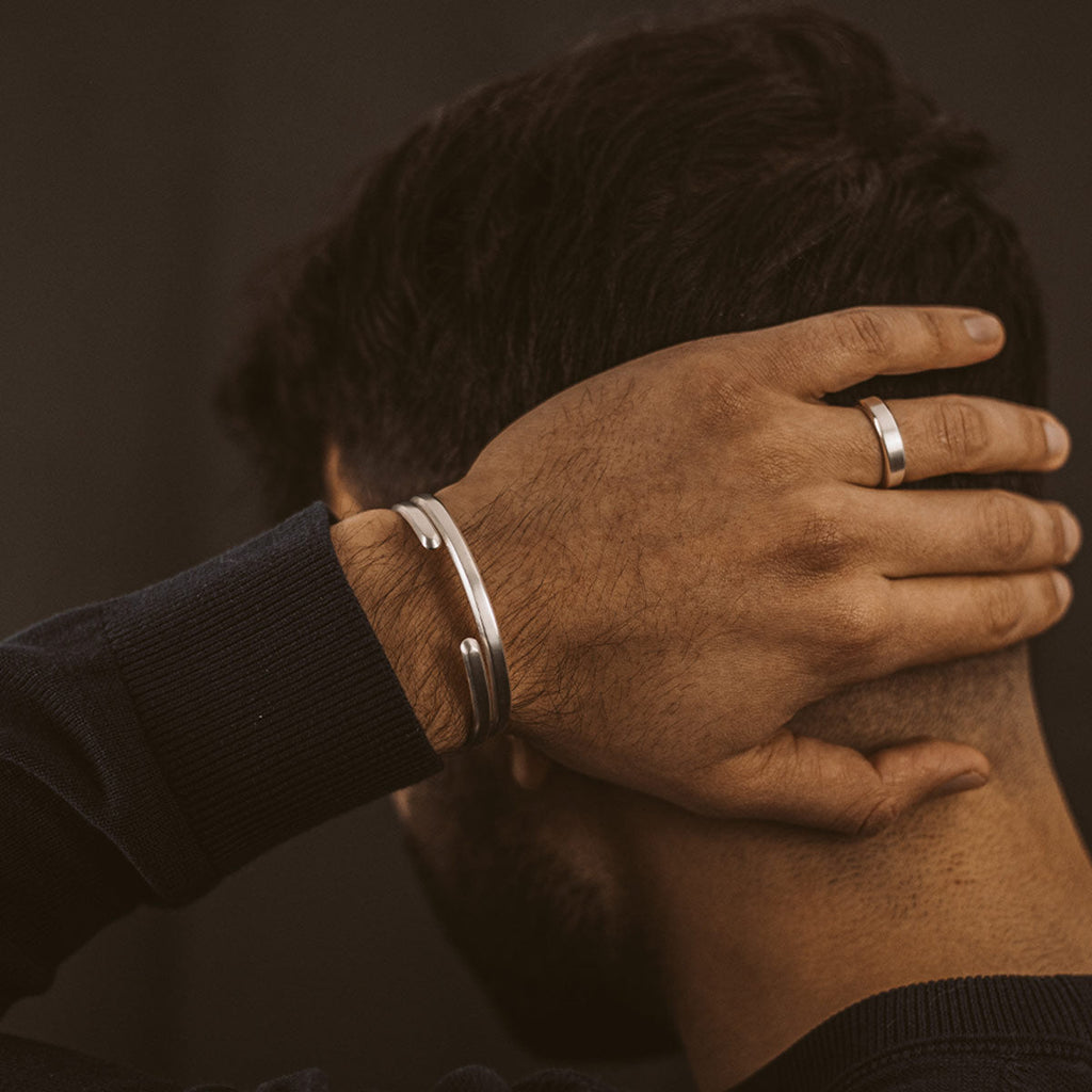 Noor - Brushed Silver Bangle Bracelet 5mm
