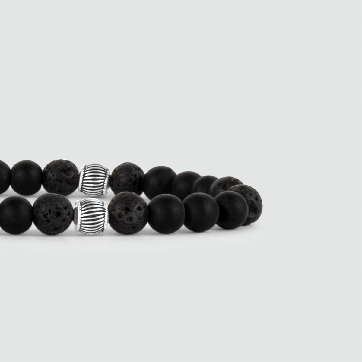 Kaliq - Adjustable Onyx Black Beaded Bracelet in Silver 6mm