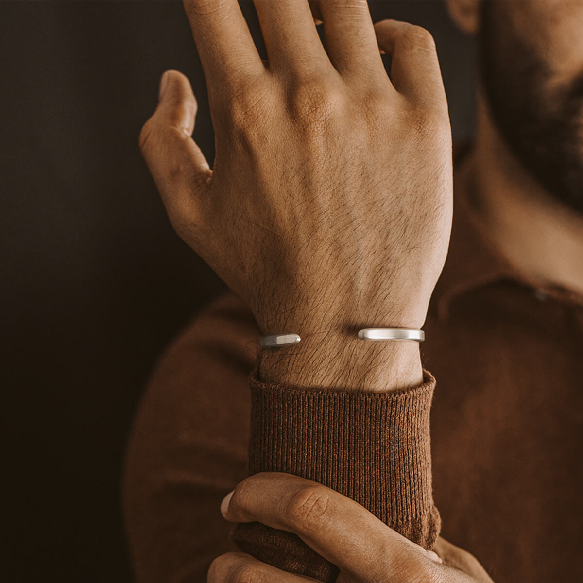 Noor - Brushed Silver Bangle Bracelet 5mm