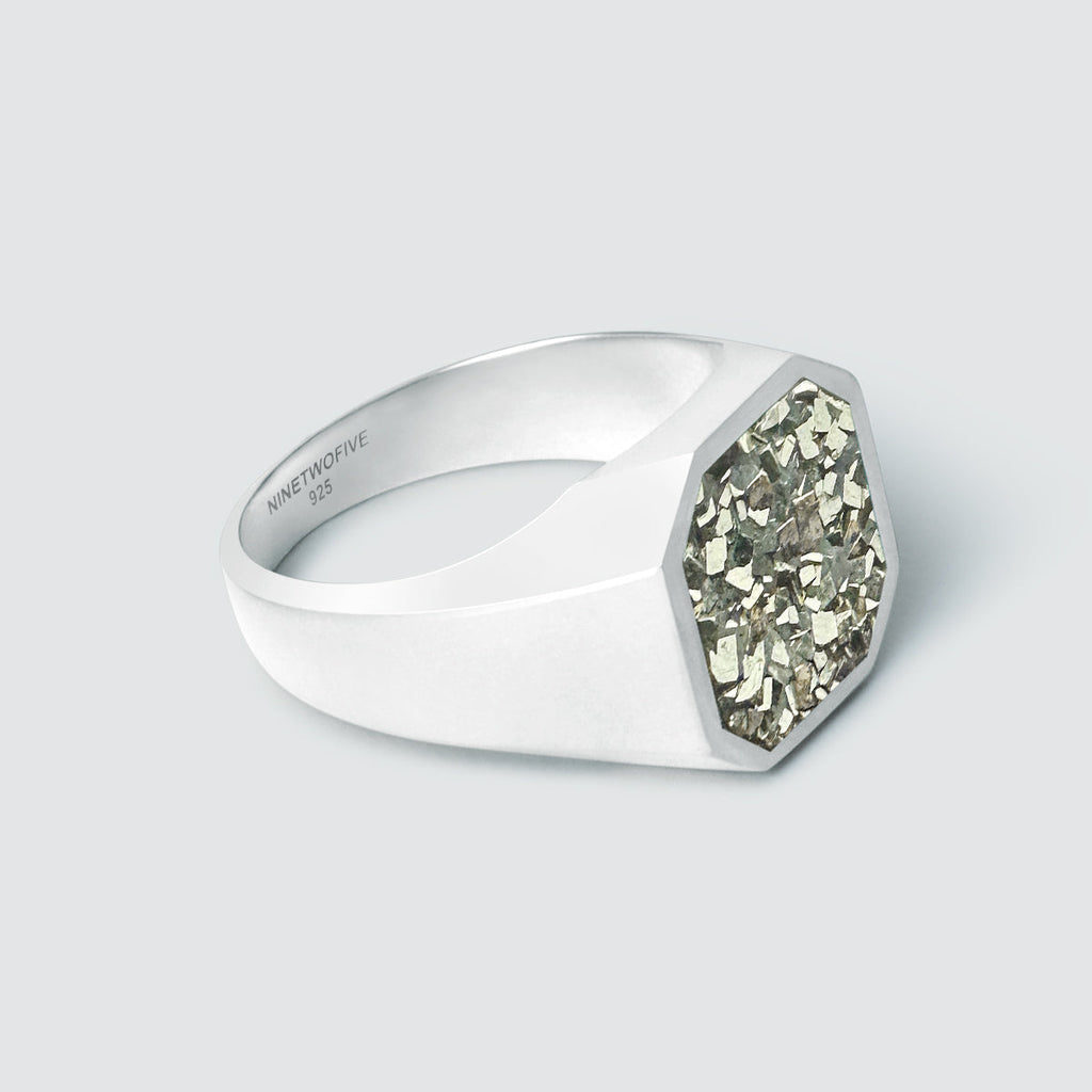 Mounim - Pyrite Druzy Signet Ring 13mm
