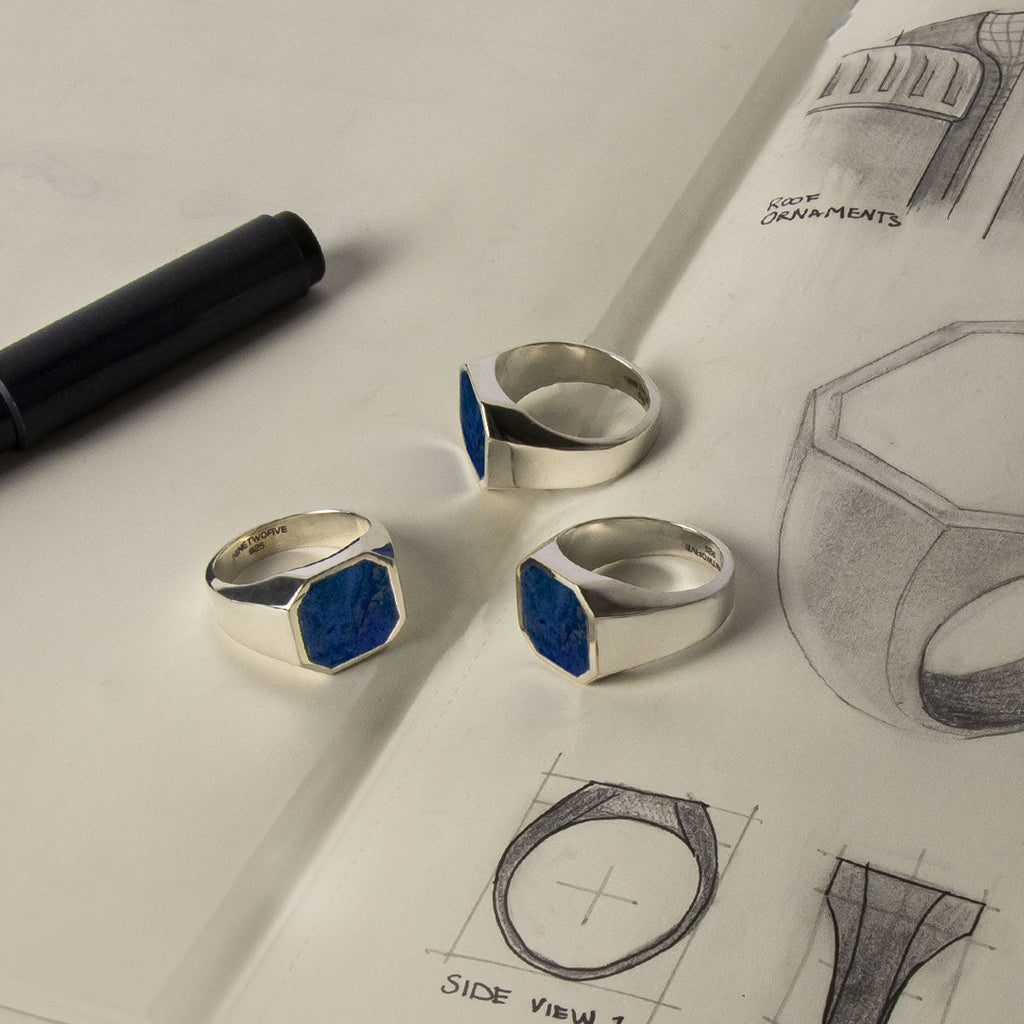 Kadar - Blue Lapis Lazuli Stone Signet Ring 13mm