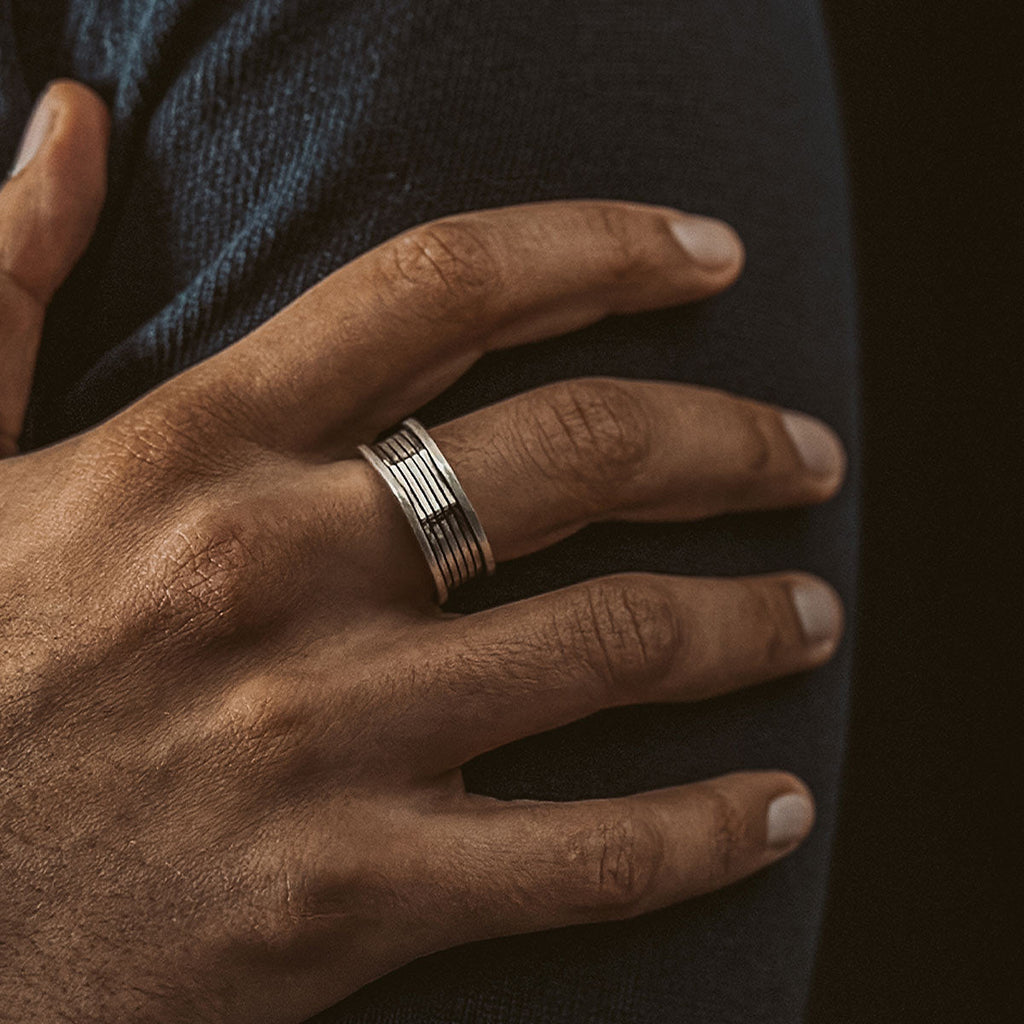 Yanel - Oxidised Sterling Silver Ring 10mm