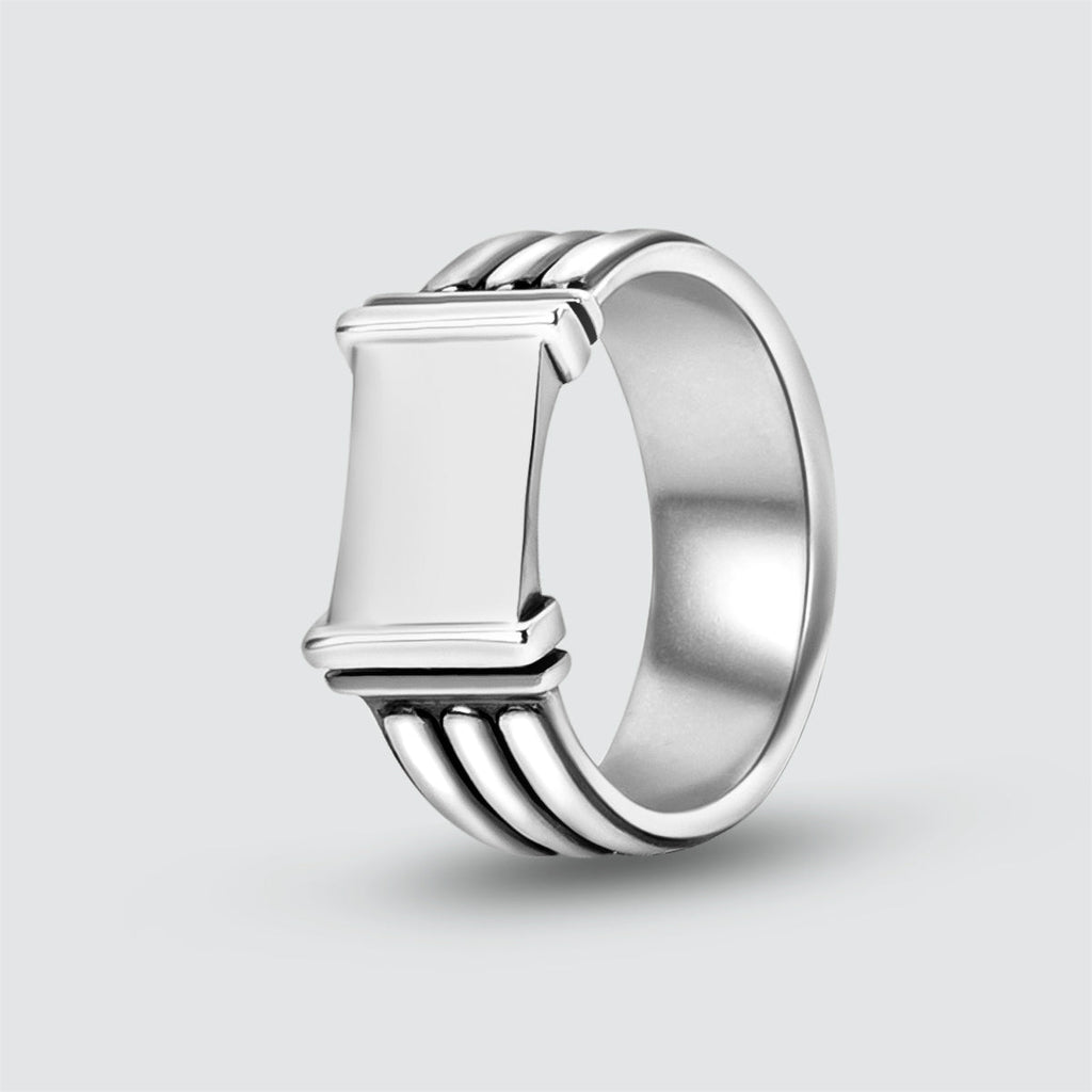 Imad - Sterling Silver Pillar Signet Ring 8mm