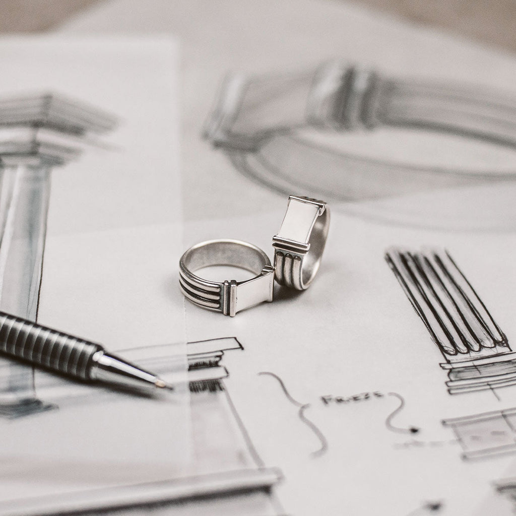 Imad - Sterling Silver Pillar Signet Ring 8mm